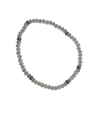 Retro Beaded Stretch Bracelet White Silver Beads Boho Natural Fashion Jewelry